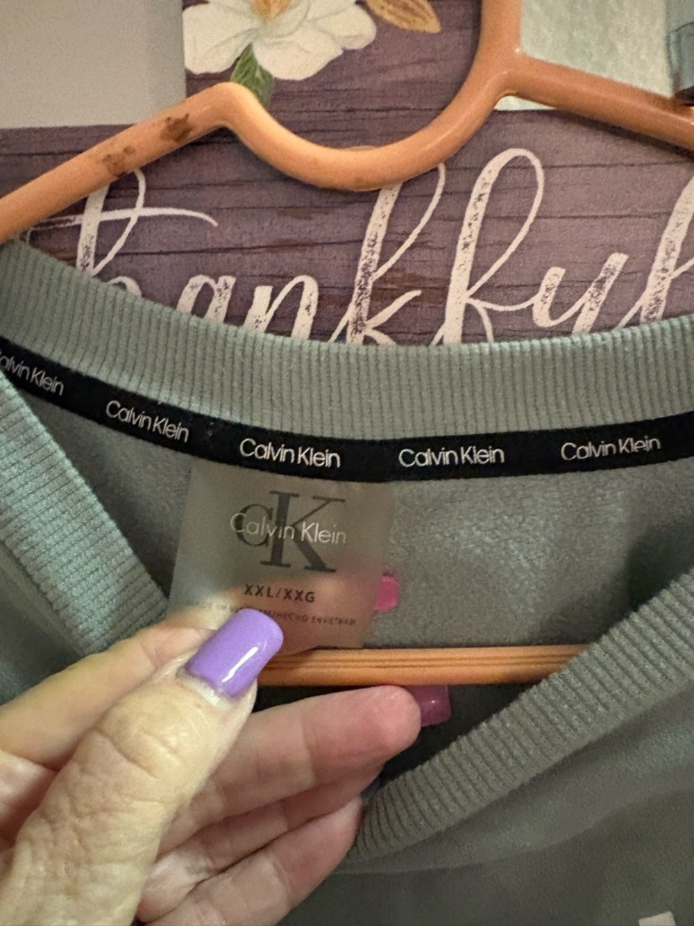 Calvin Klein Sage Green Crewneck Sweatshirt - Picture 2 of 3